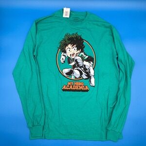 My Hero‎ Academia Deku Long Sleeve T Shirt Mens Medium Green Anime Manga